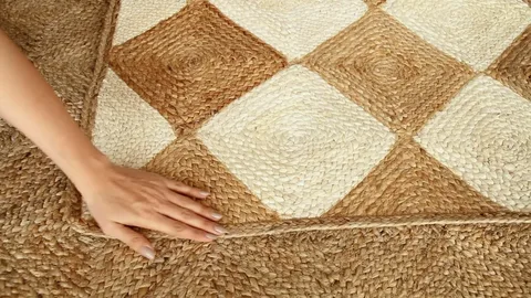 Alfombra de yute natural tejida a mano para hogar mediterráneo
